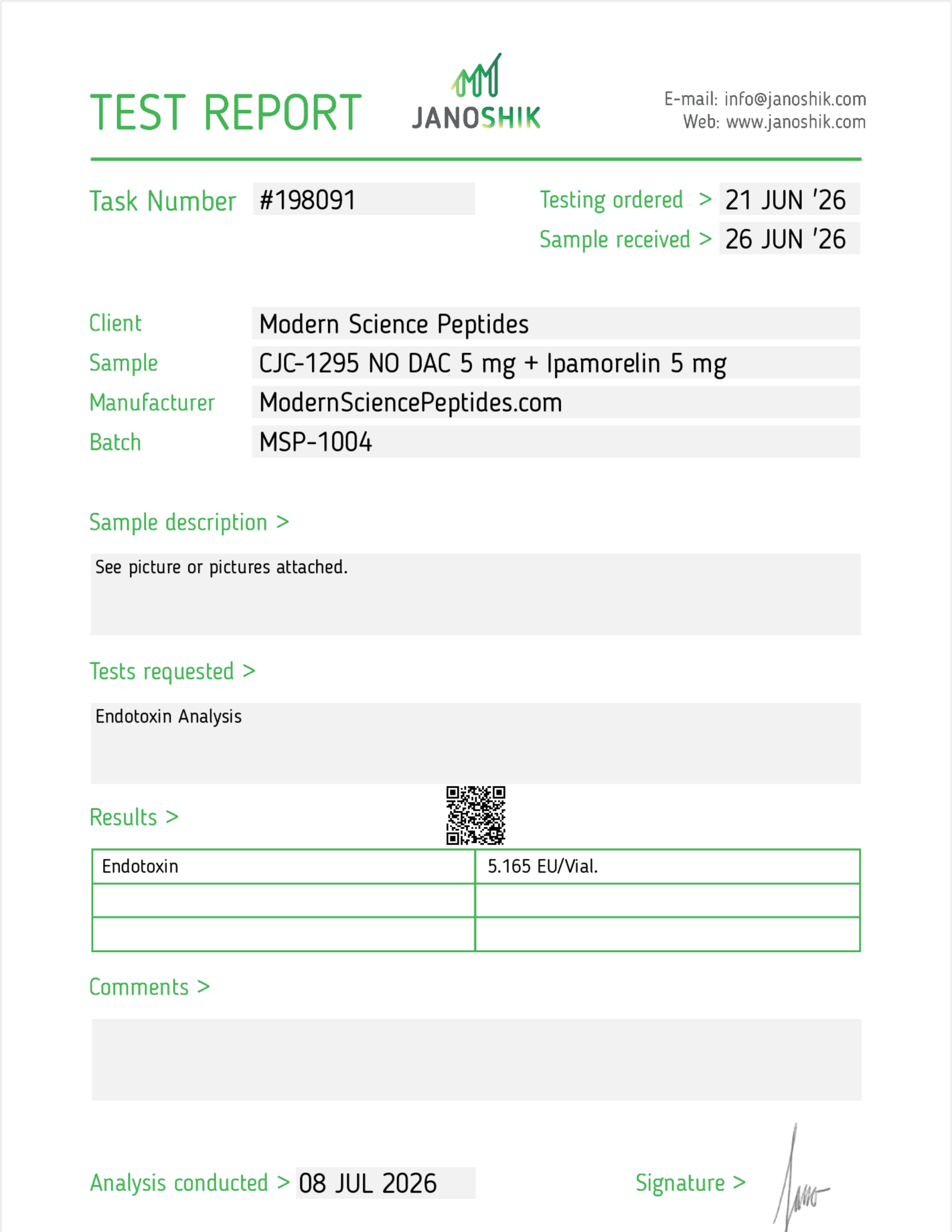 Endotoxin Report Preview