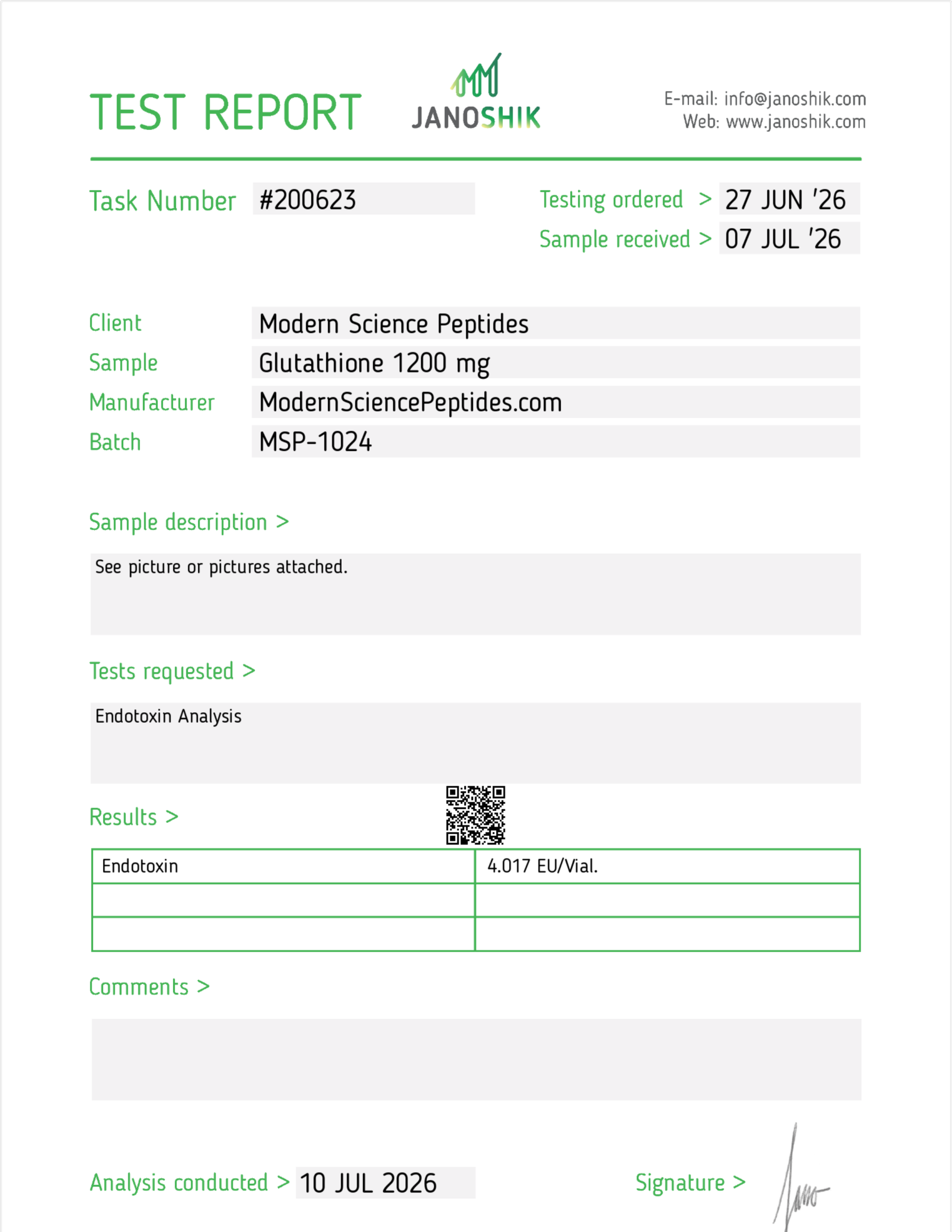 Endotoxin Report Preview